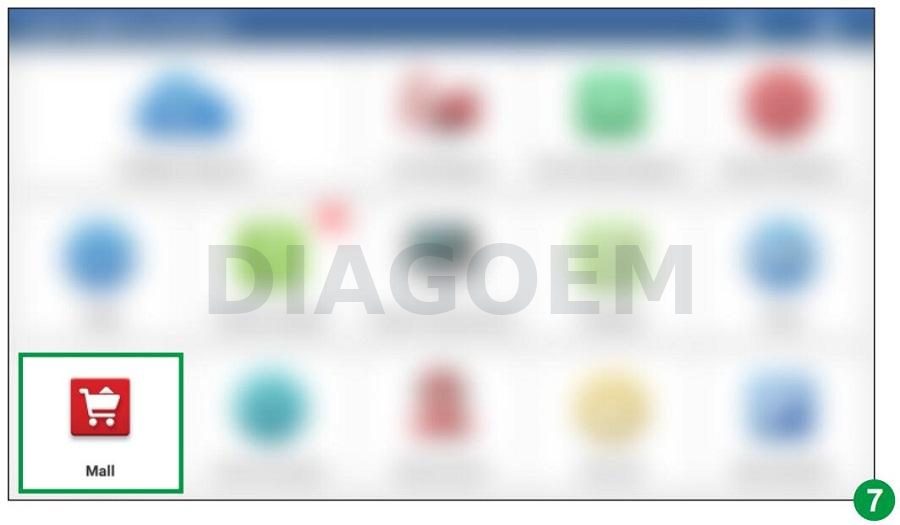 LAUNCH X431 Mall icon on diagnostic tablet Job Menu