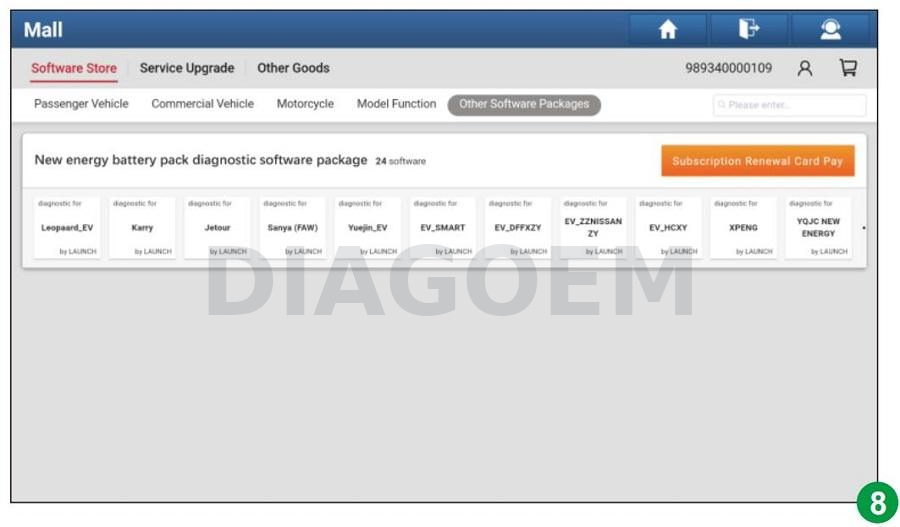 LAUNCH X431 Mall Other Software Packages menu